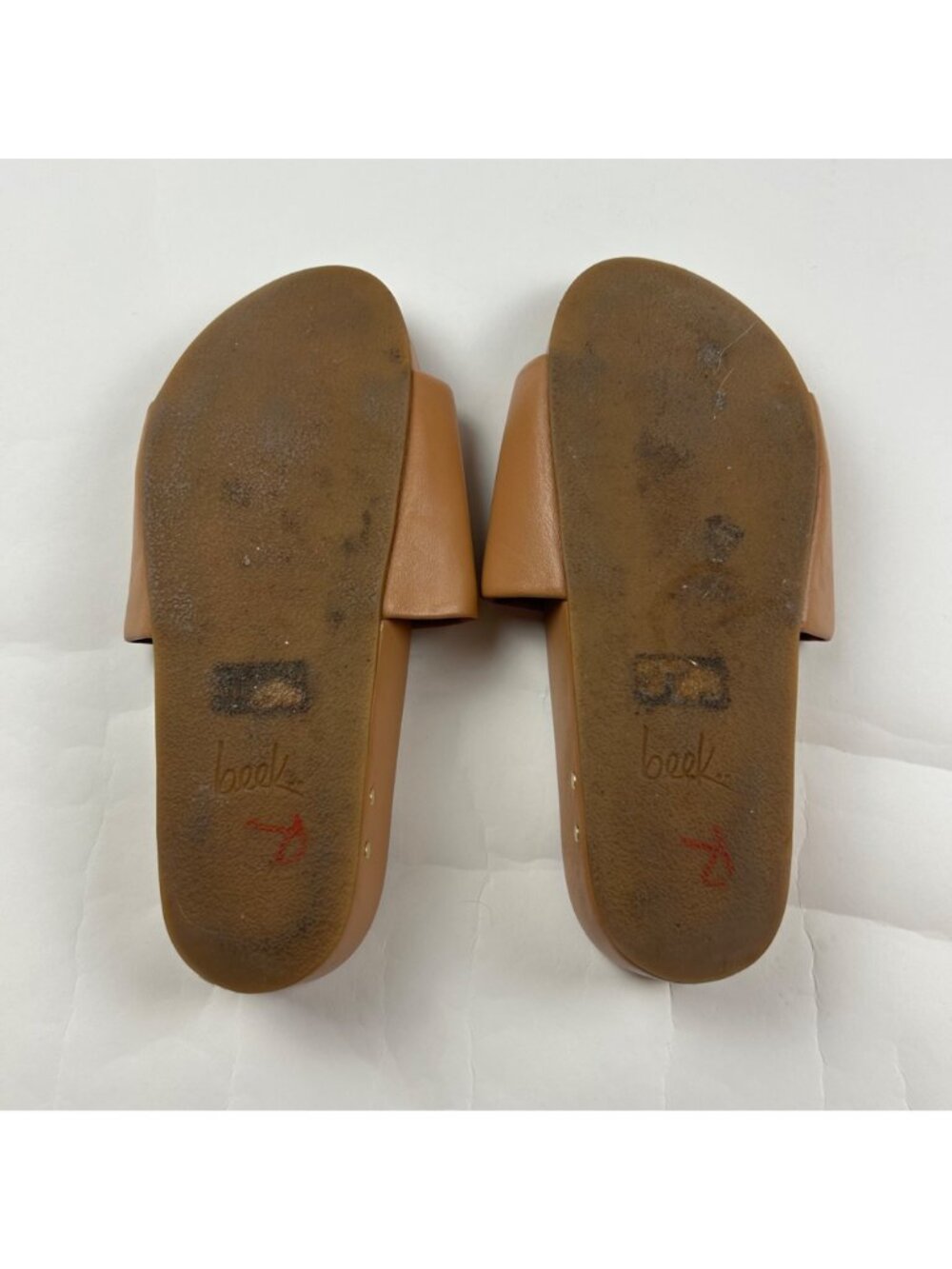 Beek Honey Tan Pelican Leather Platform Sandal 9 - Picture 7 of 8